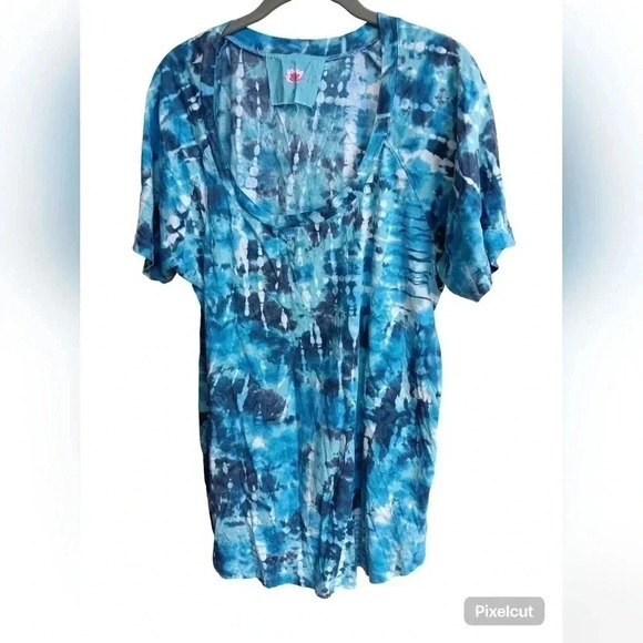 Blue and aqua tie-dyed tunic XXL - Picture 1 of 7